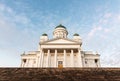 Helsinki Cathedral against a cloudy blue sky Royalty Free Stock Photo